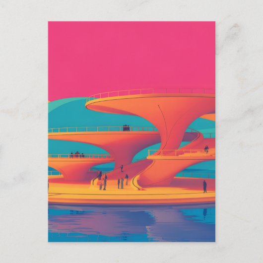 neon lagoon sunset neon futurist park floating pla briefkaart (Voorkant)