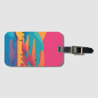 neon lagune zonsondergang neon futuristische park bagagelabel