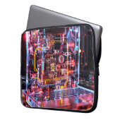 Neon laptop circuits digitale kunst laptop sleeve (Voorkant Links)