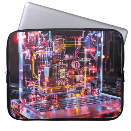 Neon laptop circuits digitale kunst sleeve