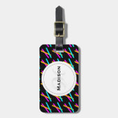 Neon Laser Hot Roze Oranje Teal Bagage Label (Voorkant verticaal)