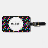 Neon Laser Hot Roze Sinaasappel Blauwgroen Bagagel Bagagelabel (Voorkant horizontaal)