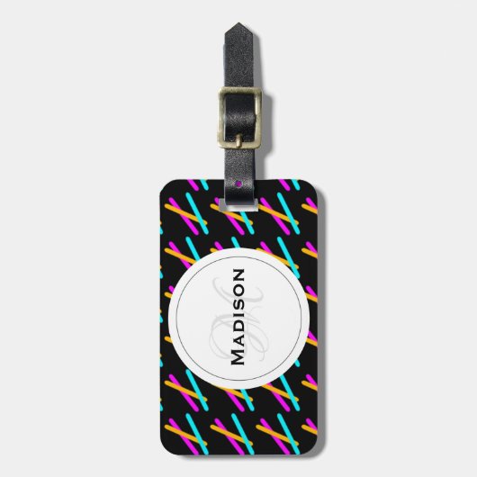 Neon Laser Hot Roze Sinaasappel Blauwgroen Bagagel Bagagelabel (Voorkant verticaal)