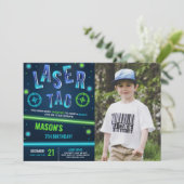 Neon Laser Label Blauw Foto Kaart (Staand voorkant)