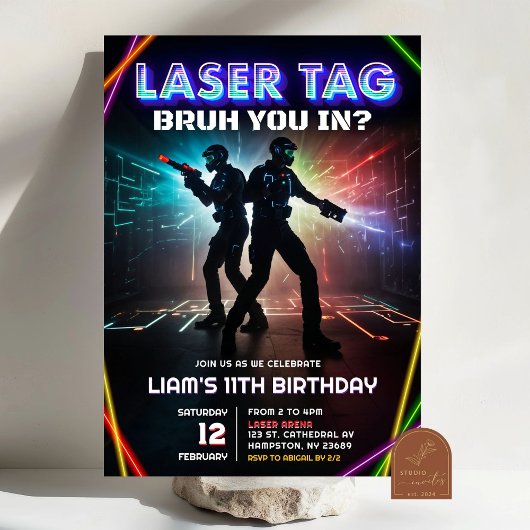 Neon Laser Label bruh je in de Tiener verjaardag Kaart