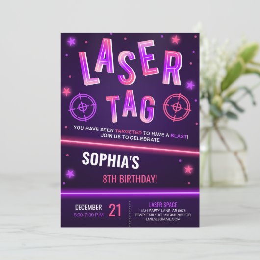 Neon Laser Label Paarse Kaart (Staand voorkant)