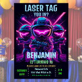 Neon Laser Label verjaardagsfeestje Kaart