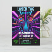 Neon Laser Label verjaardagsfeestje Kaart (Staand voorkant)