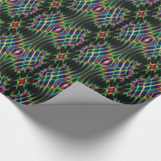 Neon Laser Light Psychedelic Abstract Cadeaupapier (Hoek)