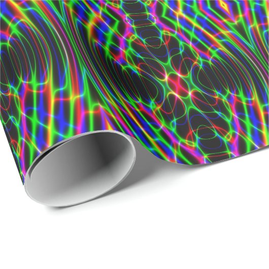Neon Laser Light Psychedelic Abstract Cadeaupapier (Rol Hoek)