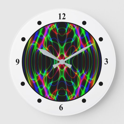 Neon Laser Light Psychedelic Abstract Grote Klok (Voorkant)