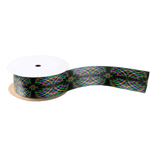 Neon Laser Light Psychedelic Abstract Satijnen Lint (Spoel)