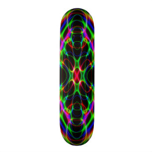Neon Laser Light Psychedelic Abstract Skateboard
