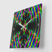 Neon Laser Light Psychedelic Abstract Vierkante Klok (Hoek)