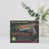 Neon Laser Tag Verjaardagsfeest Uitnodigingen (Staand voorkant)