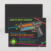 Neon Laser Tag Verjaardagsfeest Uitnodigingen (Voorkant / Achterkant)