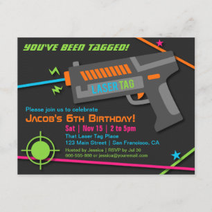 Neon Laser Tag Verjaardagsfeest Uitnodigingen