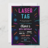 Neon Laser Tag Verjaardagsuitnodiging Kaart (Voorkant)