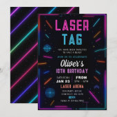 Neon Laser Tag Verjaardagsuitnodiging Kaart (Voorkant / Achterkant)