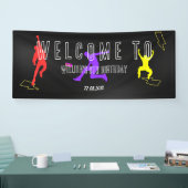 Neon Laten we springen Kinder 9e Verjaardagsfeestj Spandoek (Beurs)