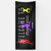 Neon Laten we springen Kinder 9e Verjaardagsfeestj Spandoek (Verticaal)