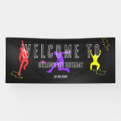 Neon Laten we springen Kinder 9e Verjaardagsfeestj Spandoek (Horizontaal)