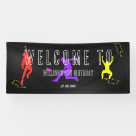 Neon Laten we springen Kinder 9e Verjaardagsfeestj Spandoek