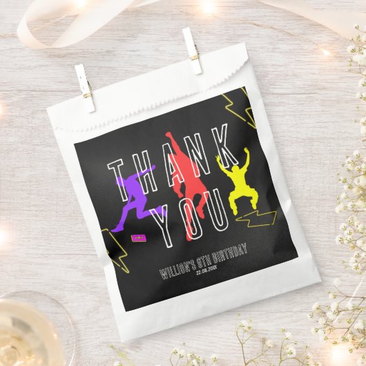 Neon Laten we springen Kinderen Verjaardagsfeestje Bedankzakje (Geknipt)