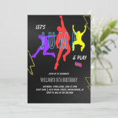 Neon Laten we springen Kinderen Verjaardagsfeestje Kaart (Staand voorkant)