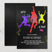 Neon Laten we springen Kinderen Verjaardagsfeestje Kaart (Voorkant / Achterkant)