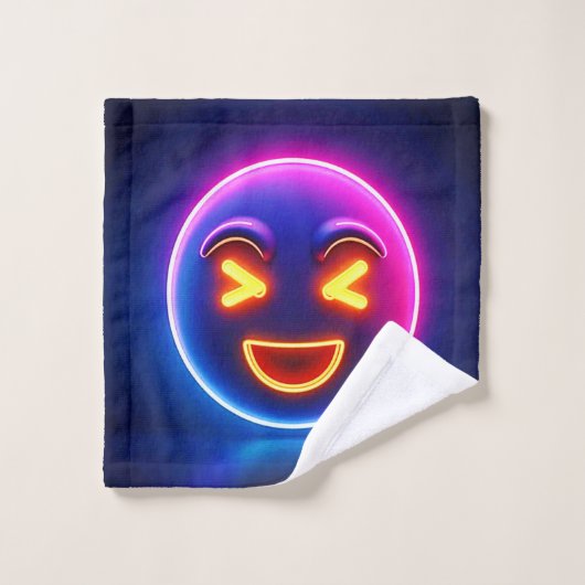 Neon Laughing Emoji Joy Bad Handdoek (Wasdoekje)