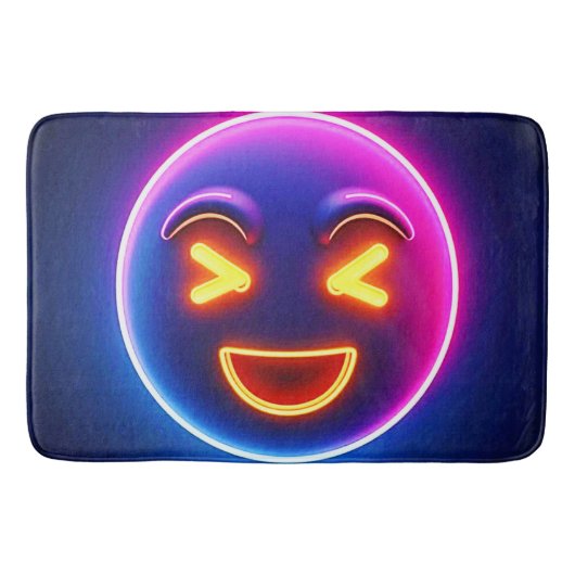 Neon Laughing Emoji Joy Badmat (Voorkant)