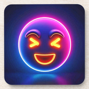 Neon Laughing Emoji Joy Bier Onderzetter