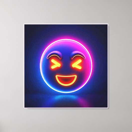 Neon Laughing Emoji Joy Canvas Afdruk (Voorkant)