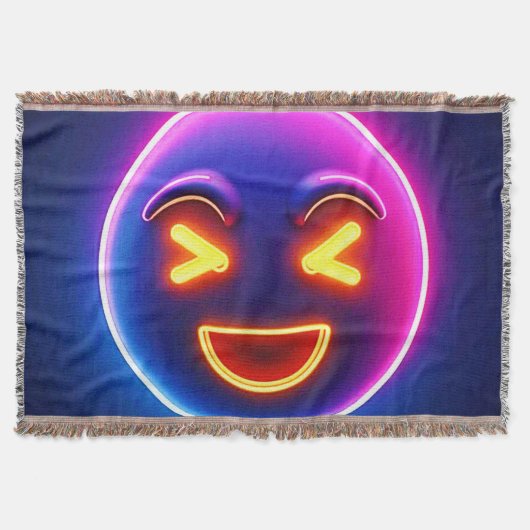 Neon Laughing Emoji Joy Deken (Voorkant)