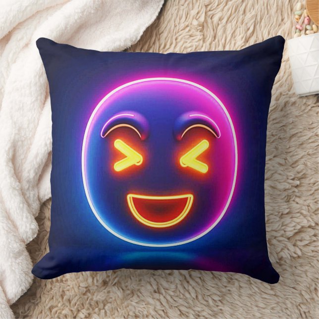 Neon Laughing Emoji Joy Kussen (Deken)