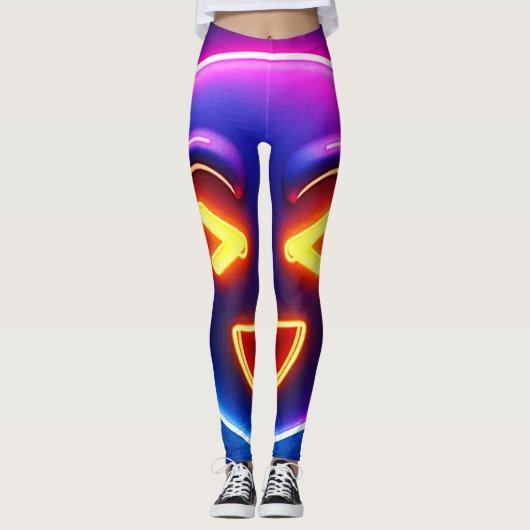 Neon Laughing Emoji Joy Leggings (Voorkant)