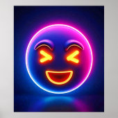 Neon Laughing Emoji Joy Poster (Voorkant)
