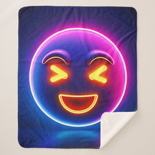 Neon Laughing Emoji Joy Sherpa Deken (Voorkant)