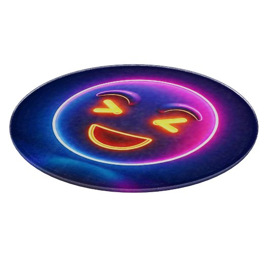 Neon Laughing Emoji Joy Snijplank (Hoek)