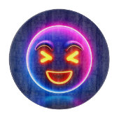 Neon Laughing Emoji Joy Snijplank (Voorkant)