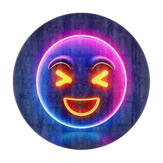 Neon Laughing Emoji Joy Snijplank (Voorkant)