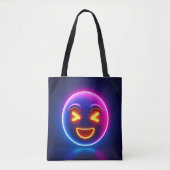 Neon Laughing Emoji Joy Tote Bag (Voorkant)