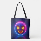 Neon Laughing Emoji Joy Tote Bag (Achterkant)