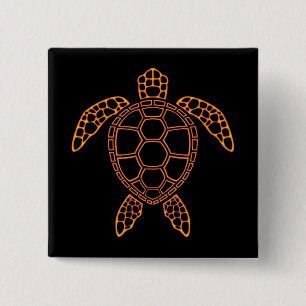 Neon Lava Zeeschildpad Ontwerp Vierkante Button 5,1 Cm