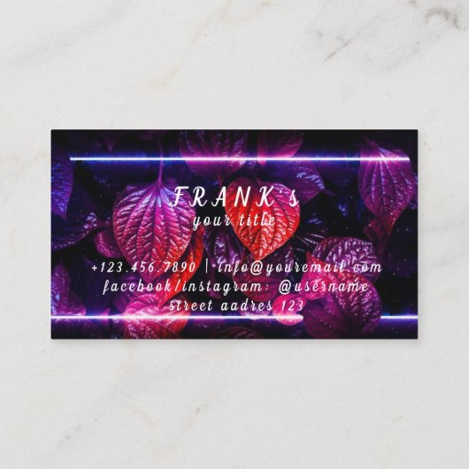 Neon Leaf Barbershop Visitekaartje (Achterkant)