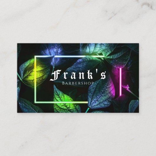 Neon Leaf Barbershop Visitekaartje (Voorkant)