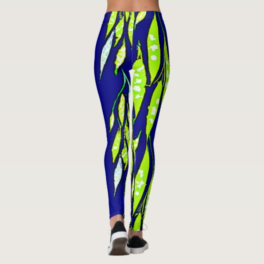 Neon Leaf Branch Pattern Leggings (Achterkant)