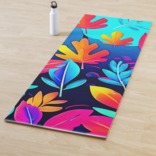 Neon Leaf Paradise Art Yogamat (In situ)
