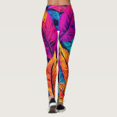 Neon Leaf Symphony Leggings (Achterkant)